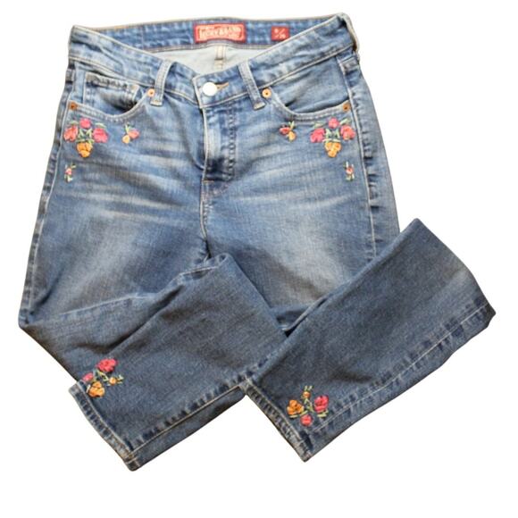 Lucky Brand Denim - Lucky Brand Ava Skinny Jeans Blue Floral Embroidered Women’s Size 0 / 25